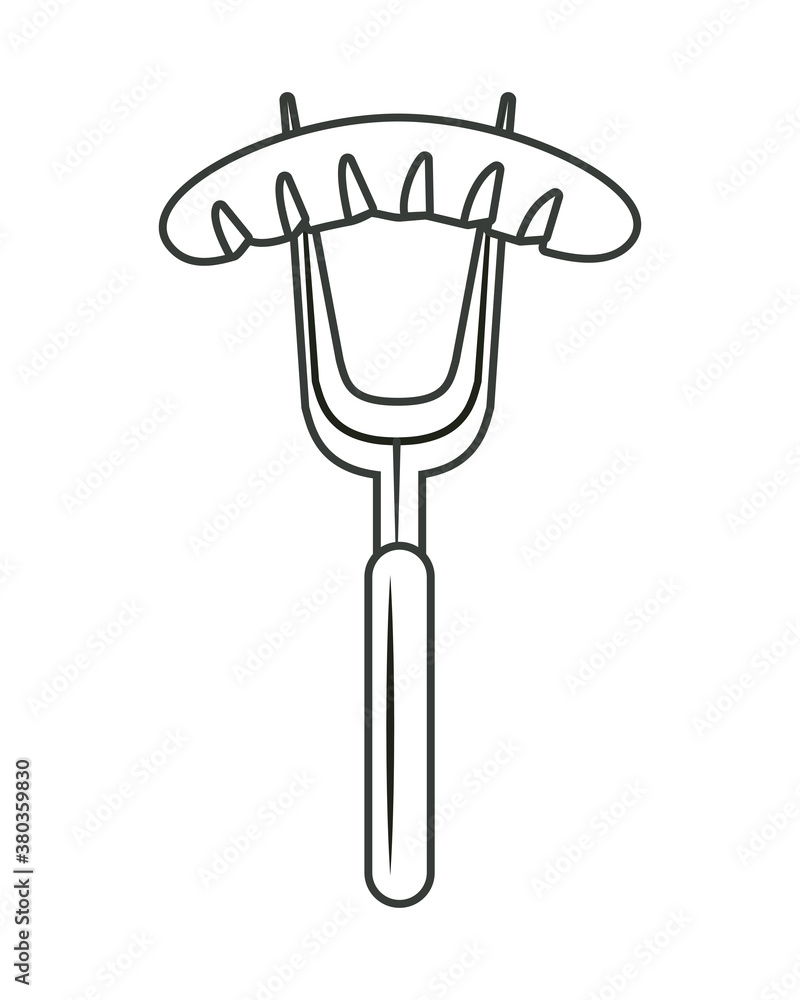 fork with sausage food isolated icon