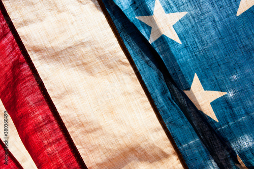 Close-up view of antique American flag