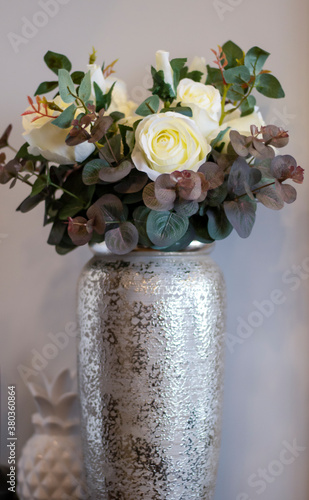 A bouquet of flowers in a v...
