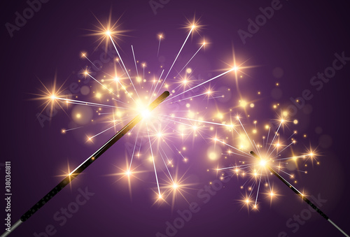 Vector illustration of sparklers on a transparent background.