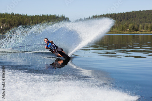 Man waterskiing photo