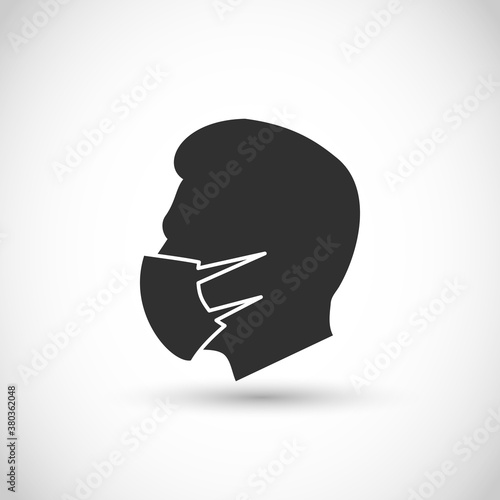 Head wearing mask vector icon