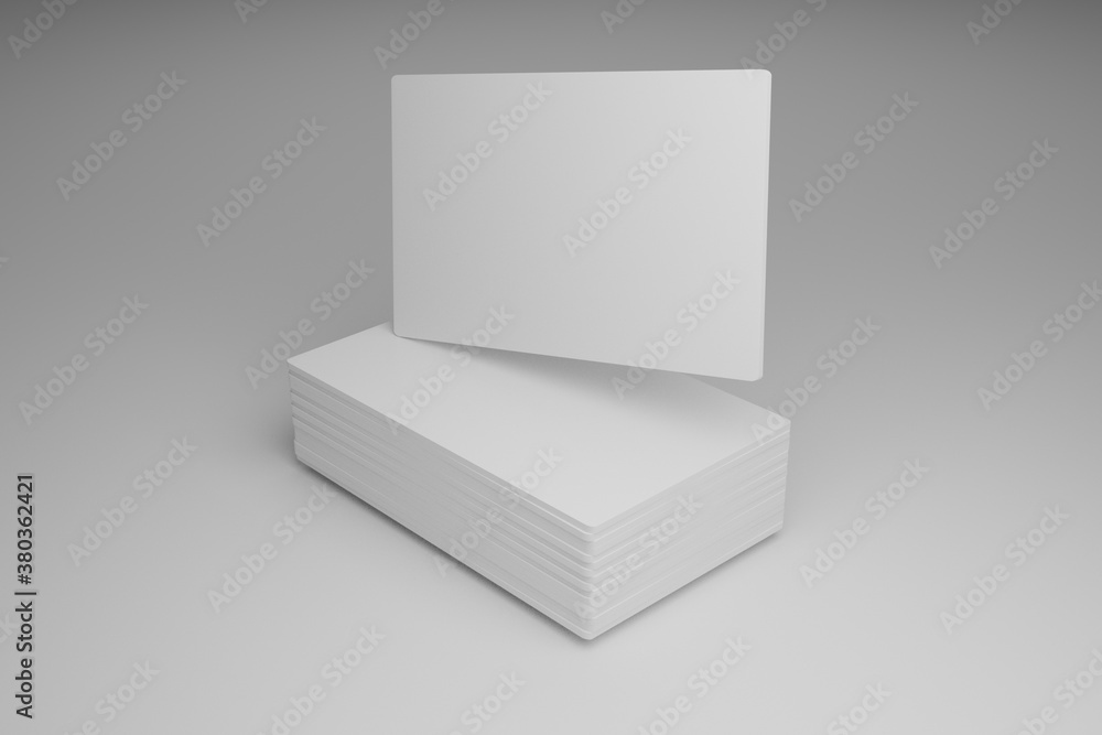 Photo of business cards stack. Template for branding identity. Isolated with clipping path.