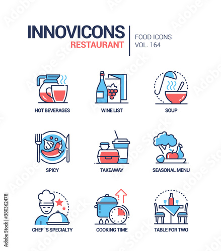 Restaurant - modern line design style icons set