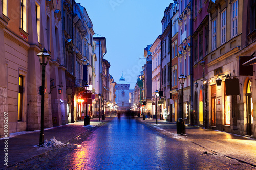 Dusk view of Florianska Street photo