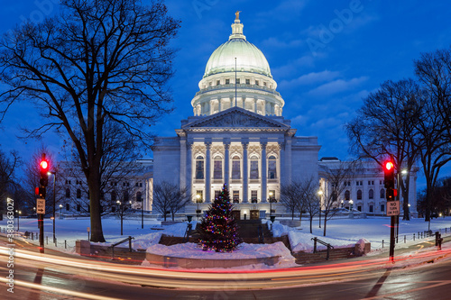 Illuminated State Capitol Building photo