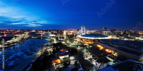 Elevated cityscape at night