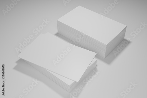 Photo of business cards stack. Template for branding identity. Isolated with clipping path.
