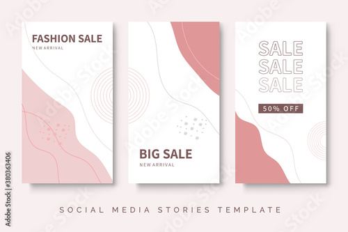 Beauty social media post stories background. Modern neutral design with feminine pink color.