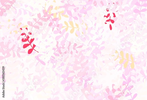 Light Pink, Yellow vector elegant template with leaves.