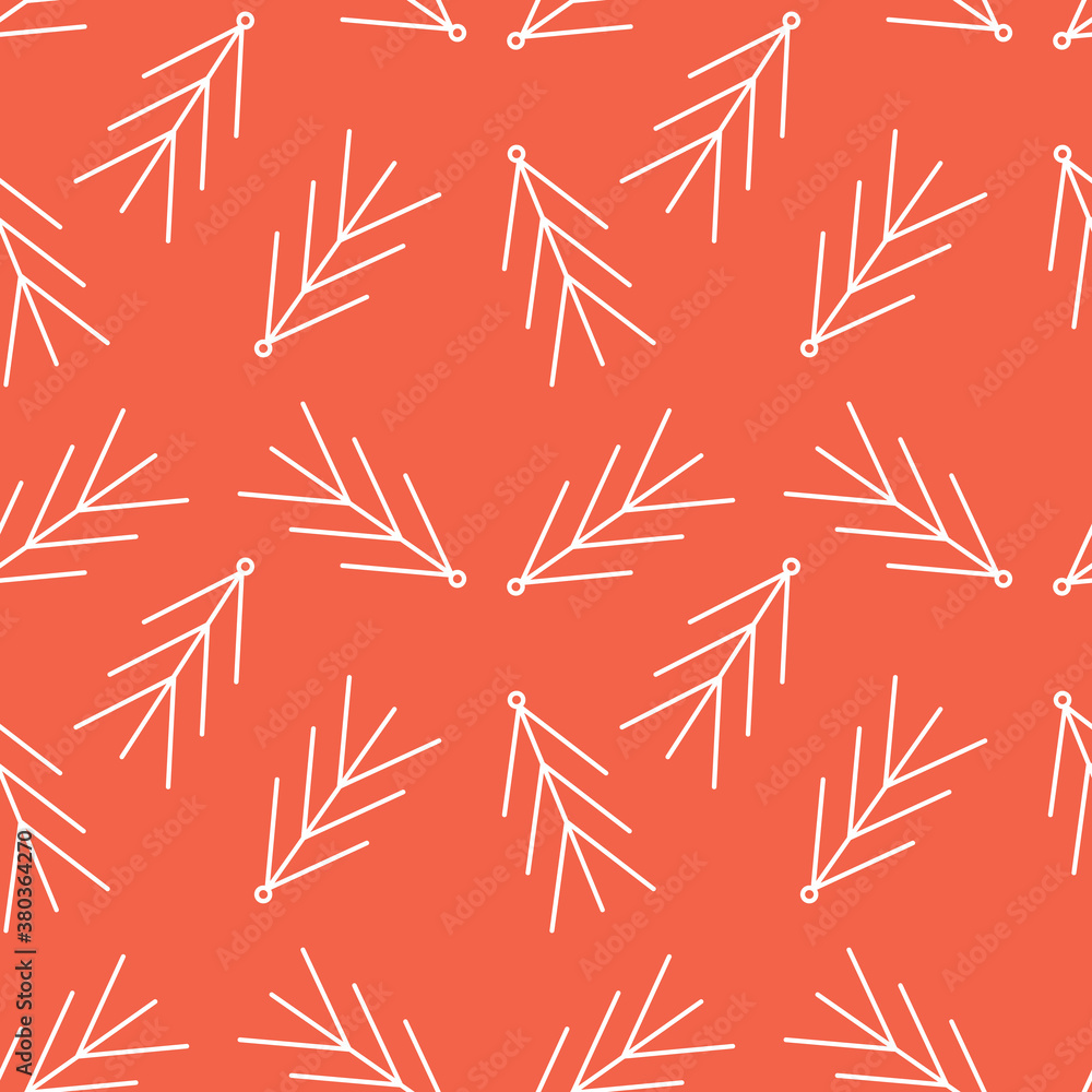 Seamless pattern with Christmas tree with toys. Red and white silhouette with black line. Seamless pattern with Christmas tree with toys. Red and white silhouette with black line.