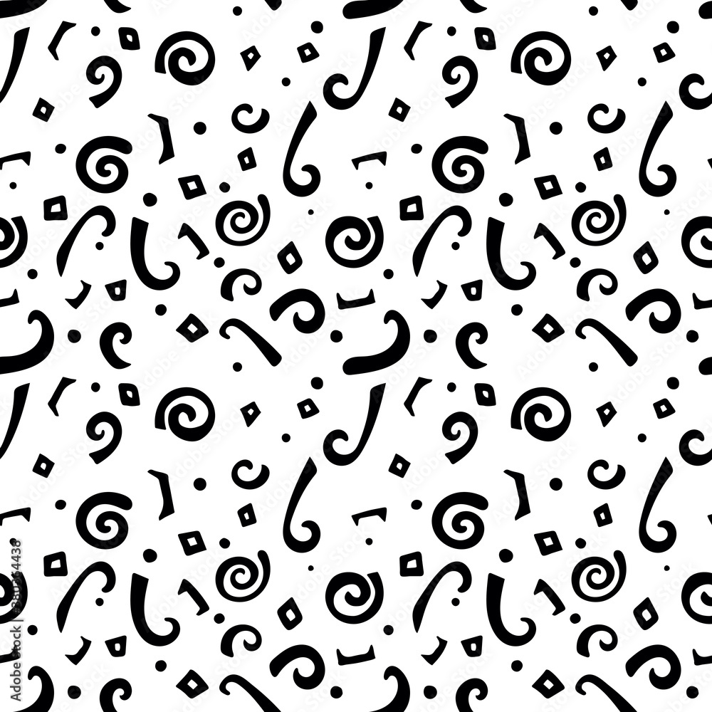 Trendy seamless pattern with graphic abstract shapes. Avant garde puzzle style. Trendy seamless pattern with graphic abstract shapes. Avant garde puzzle style.