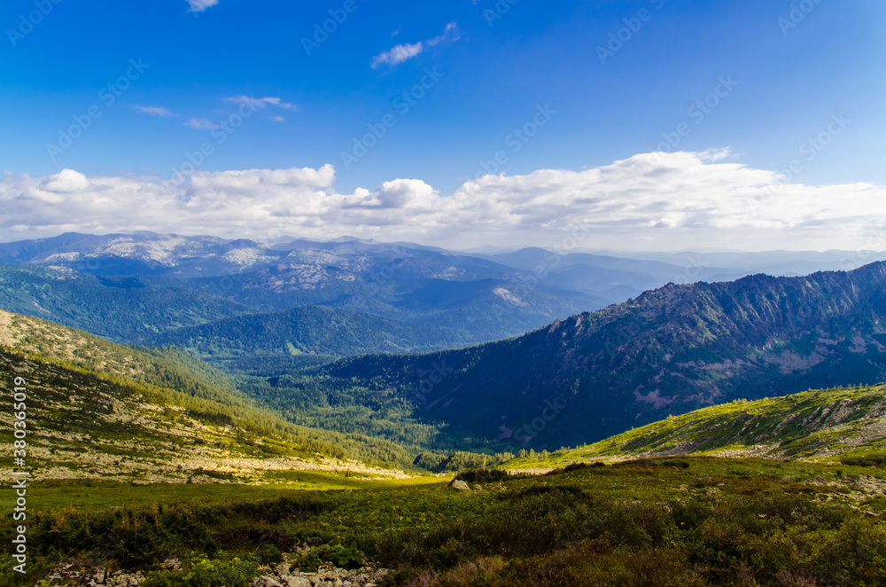 View from high mountain. clouds in the sky View from high mountain. clouds in the sky