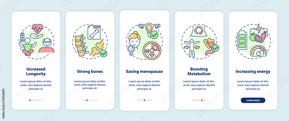 Vegetarianism pros onboarding mobile app page screen with concepts. Opportunities to be vegetarian walkthrough 5 steps graphic instructions. UI vector template with RGB color illustrations Vegetarianism pros onboarding mobile app page screen with concepts. Opportunities to be vegetarian walkthrough 5 steps graphic instructions. UI vector template with RGB color illustrations