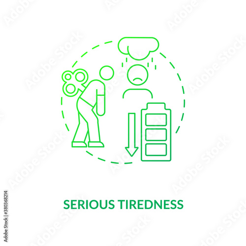Serious tiredness concept icon. Vitamin shortages symptom idea thin line illustration. Healthy diet. Being tired and lazy. Poor night sleep. Vector isolated outline RGB color drawing.