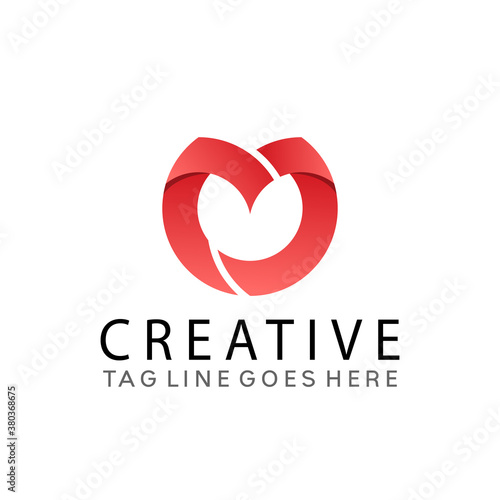 Letter M Lotus Creative Logo Design Vector Illustration Template