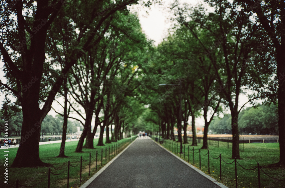 Empty walking path along the reflecting pool in Washington DC Empty walking path along the reflecting pool in Washington DC