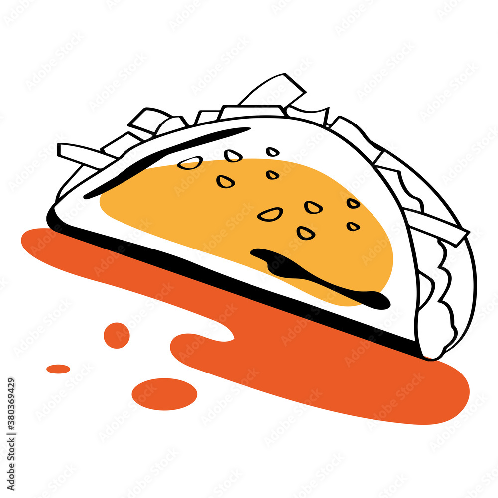 Isolated taco icon. Mexican fast food - Vector Isolated taco icon. Mexican fast food - Vector
