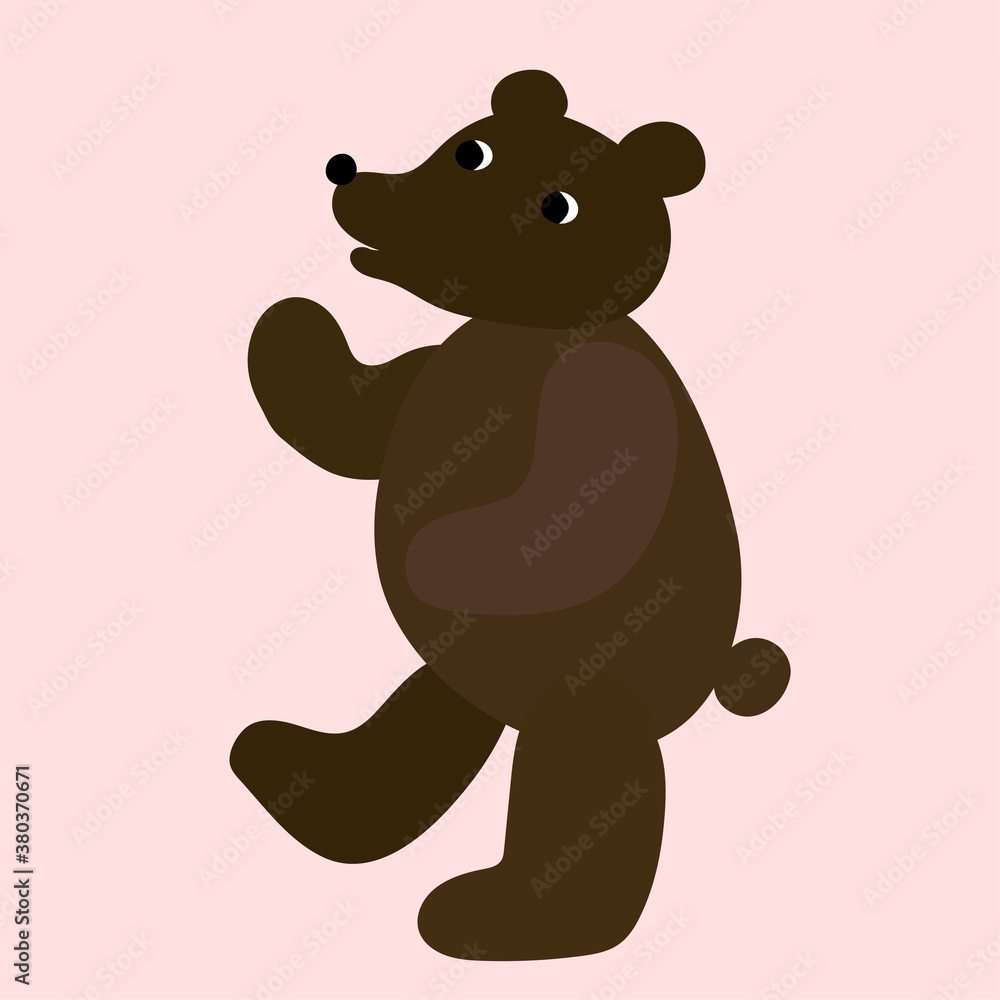 Fototapeta premium Funny bear on the pink background. In Scandinavian style. Print for children's clothes, room and etc
