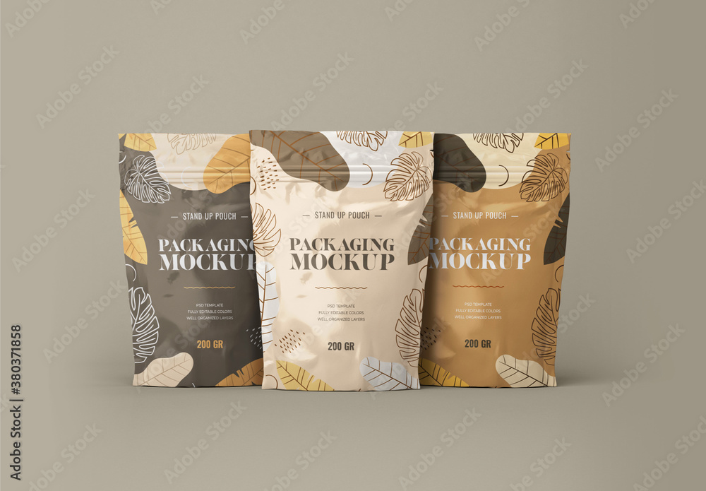 Stand Up Pouch Mockups Stock Template | Adobe Stock