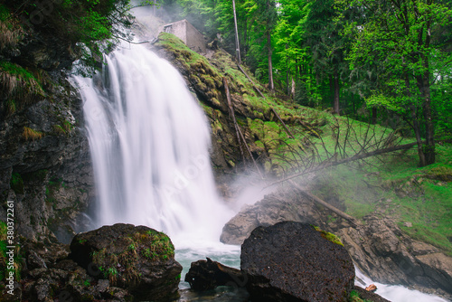 Giessbach waterfall at Brienz in spring, Switzerland photo