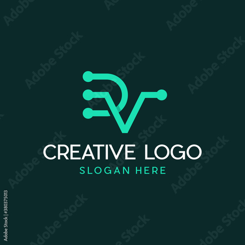 Letter DV Circuit Abstract Modern Technology Logo Design Template Element Vector