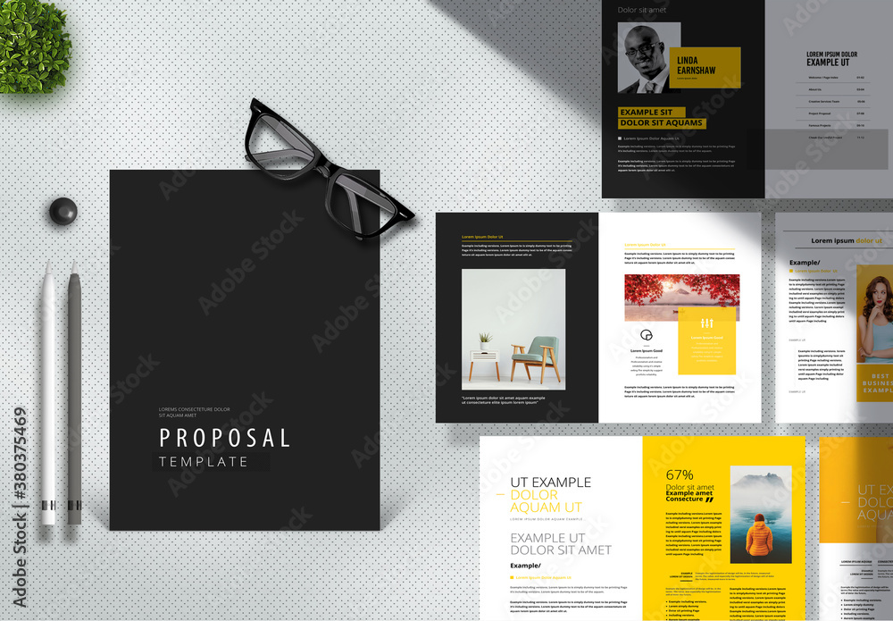 Minimal Creative Proposal Layout with Yellow and Black Accents Stock ...