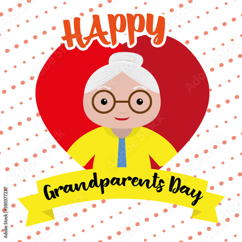 Grandmother in a happy gandparents day card - Vector