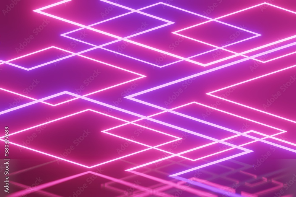 Abstract 3d rendering illustration of neon light for background/ backdrop