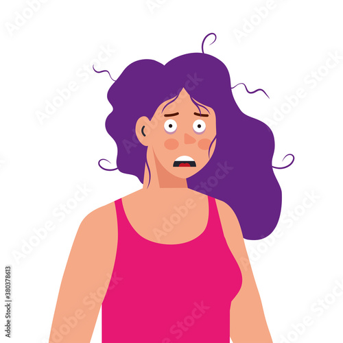 woman cartoon with insomnia design, sleep and night theme Vector illustration