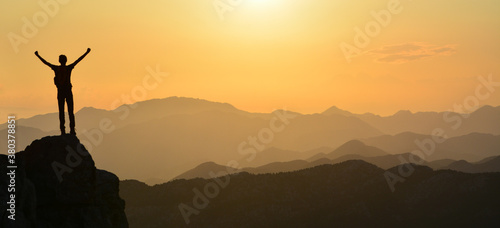 Achieving his goal, reaching his goal mountaineer, determined mountaineer