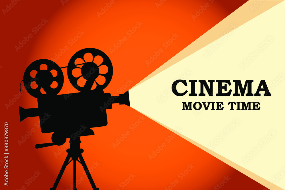 Obraz premium concept time for viewing, banner for movie, showing video, vector illustration