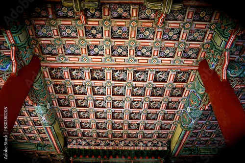 Canvas Print Changdeokgung Palace ceiling,  Seoul, South Korea