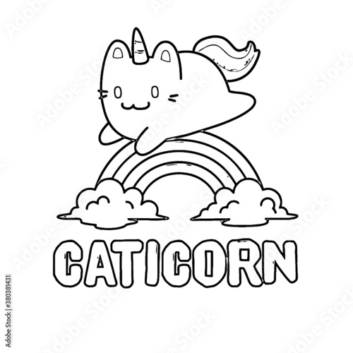 caticorn cat cats unicorn unicorn cat saying womens flowy unicorn design Coloring book animals vector illustration photo