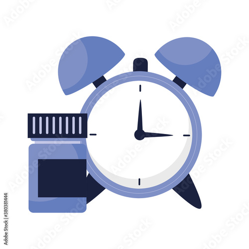 clock with insomnia pills jar design, sleep and night theme Vector illustration