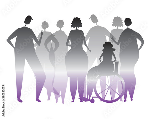Asexual or lgbtq people isolated on white background as tolerance concept, flat vector stock illustration with lgbt crowd