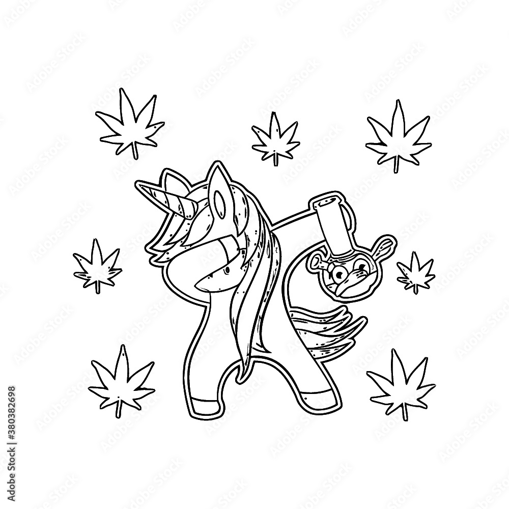 dabbing unicorn stoner gift for weed woman womens scoop neck unicorn design Coloring book animals vector illustration Stock Vector | Adobe Stock