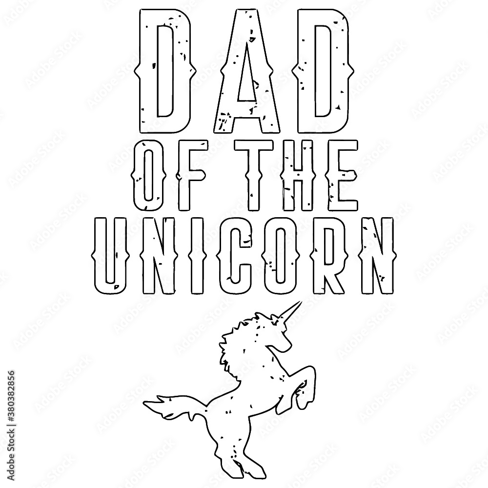 dad of the unicorn mens premium unicorn design Coloring book animals vector illustration