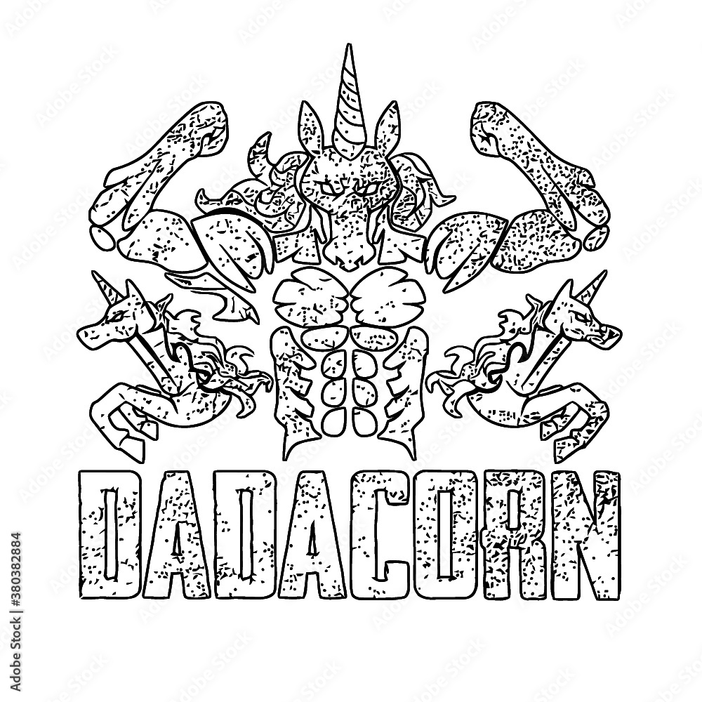 dadacorn muscle unicorn dad baby fathers day gift womens crewneck sweatshirt Coloring book animals vector illustration