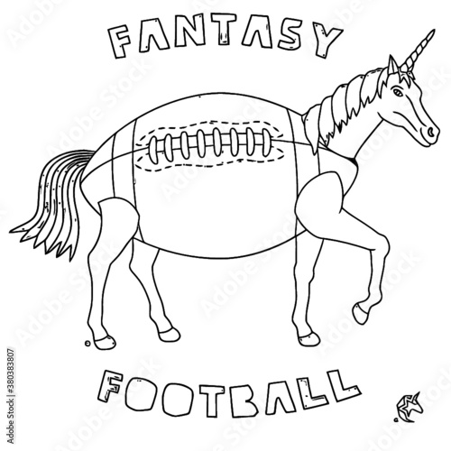 fantasy football unicorn with football body maternity unicorn design Coloring book animals vector illustration