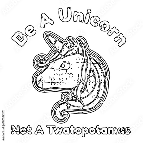 funny meme be a unicorn not a twatopotamus unisex baseball unicorn design Coloring book animals vector illustration