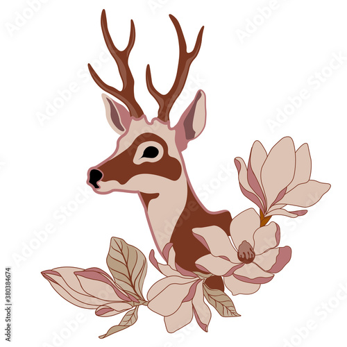 Forest Deer on a white background. Vector illustration.