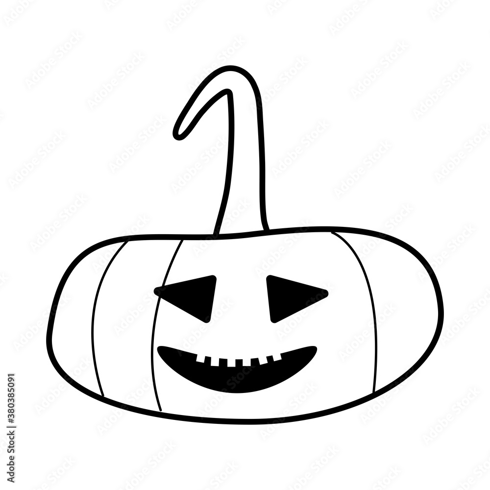 halloween pumpkin with face line style icon halloween pumpkin with face line style icon