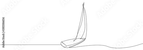 Continuous line drawing of sailing boat