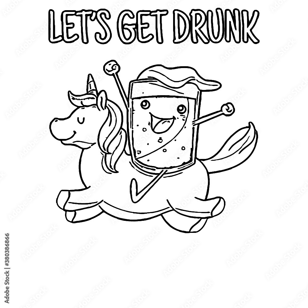 lets get drunk beer lover unicorn beer drinker womens premium unicorn  design Coloring book animals vector illustration Stock Vector | Adobe Stock