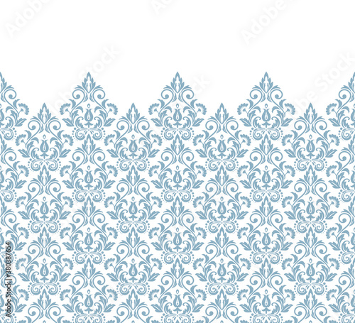 Wallpaper in the style of Baroque. Modern vector background. White and blue floral ornament. Graphic pattern for fabric, wallpaper, packaging. Ornate Damask flower ornament