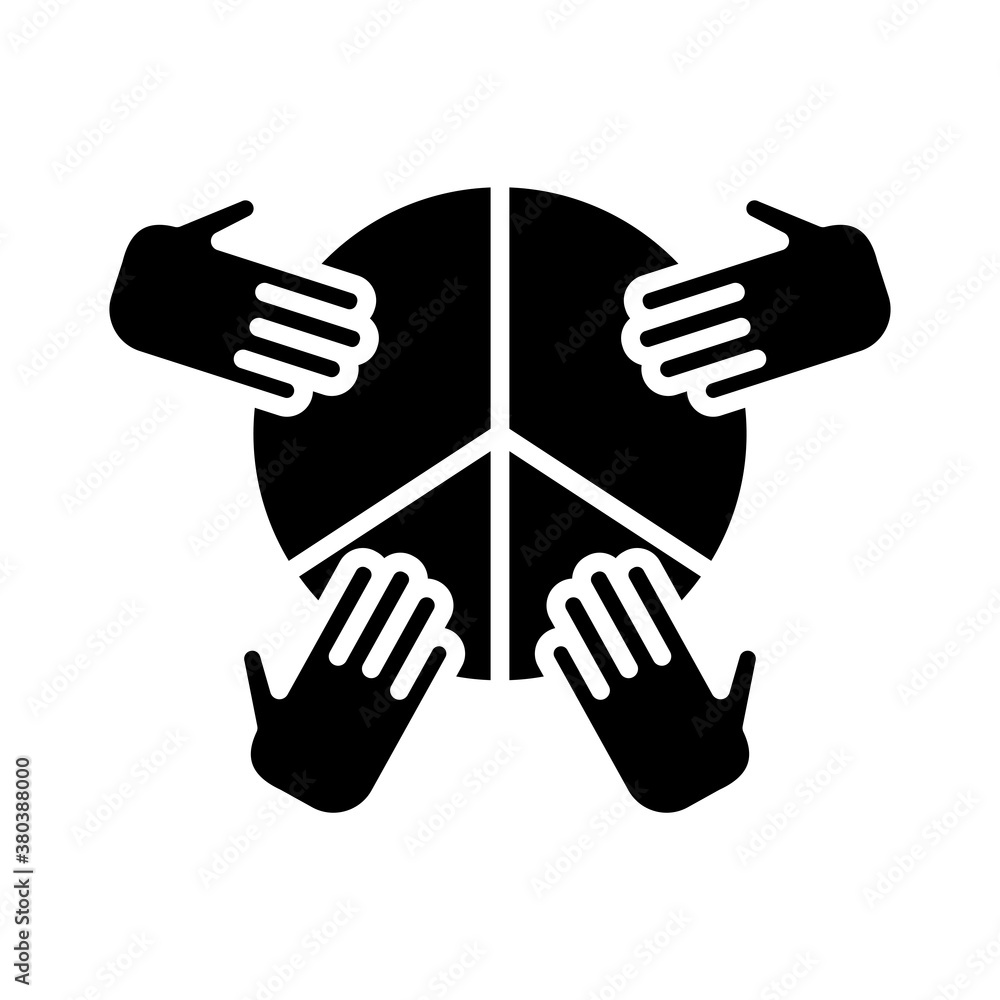 hands team around peace symbol silhouette style icon hands team around peace symbol silhouette style icon