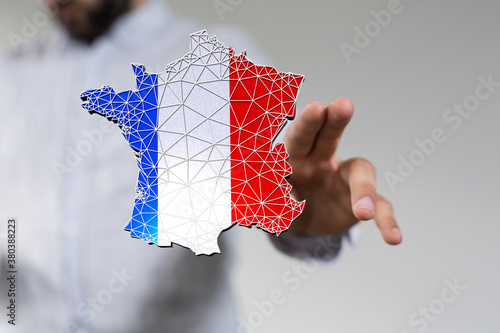 3d Digital France map country modern.
