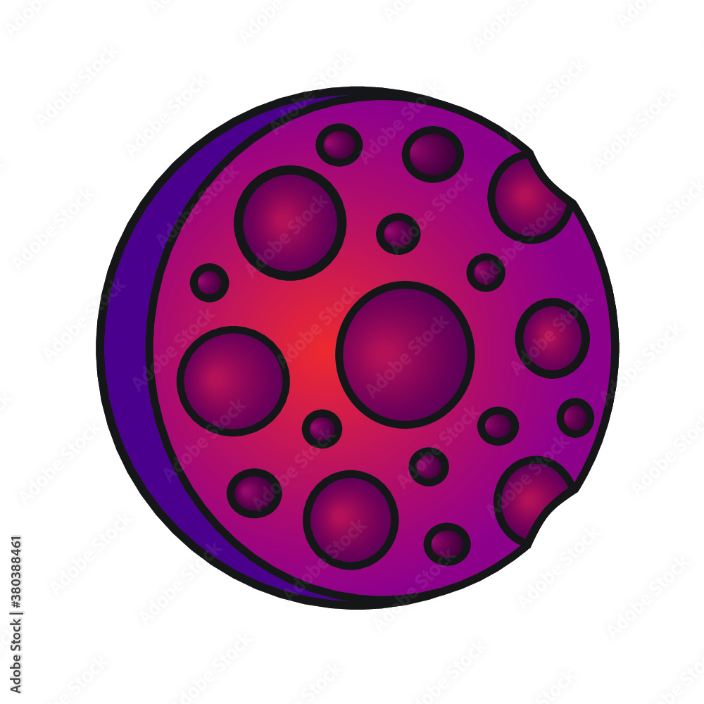 clip art color illustration of a crater planet