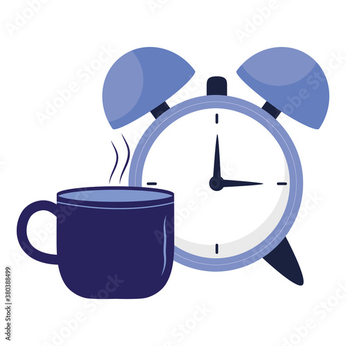 clock with insomnia coffee mug design, sleep and night theme Vector illustration